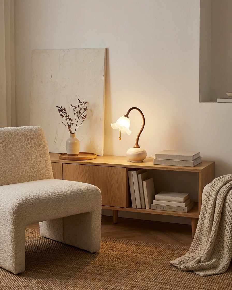 Brivana Curated Amber Art Glass Table Lamp