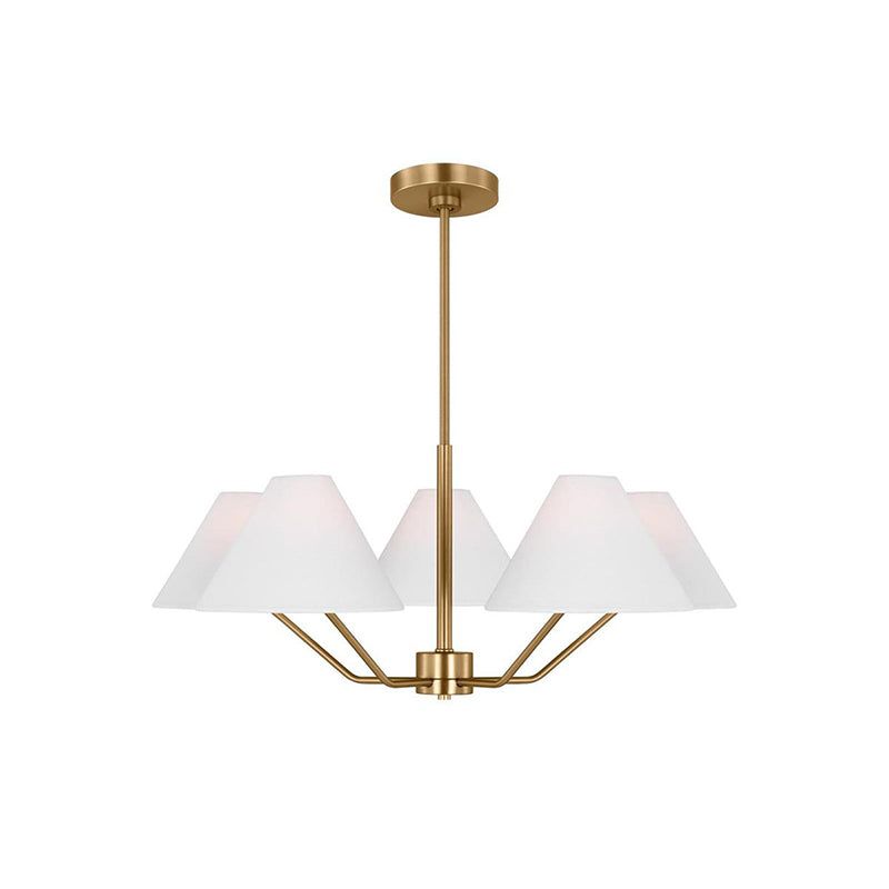 Burke Curated Iron & Glass Chandelier – illuminated warm ambiance setting #1