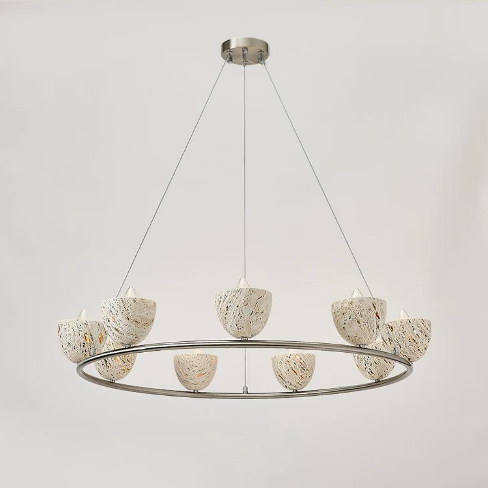 Caelion Curated Yellow Travertine Chandelier – Model A Dia 90cm x H 11cm ∅ 35.4 x finish configuration