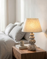 Caelvon Curated Yellow Travertine Table Lamp – dimensional scale reference