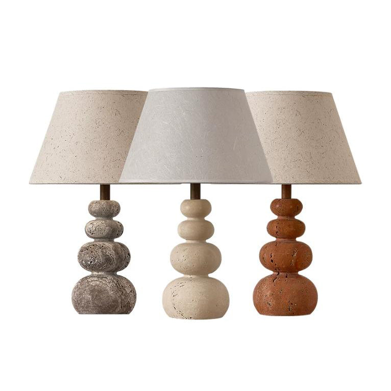 Caelvon Curated Yellow Travertine Table Lamp – macro detail view #1