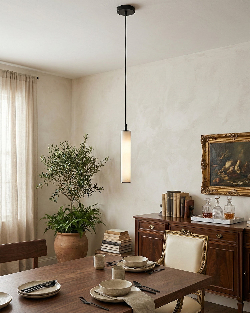 Calder Alabaster Tube Curated Alabaster Pendant
