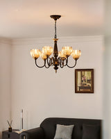 Caldorin Curated Amber Art Glass Chandelier – macro detail view #1
