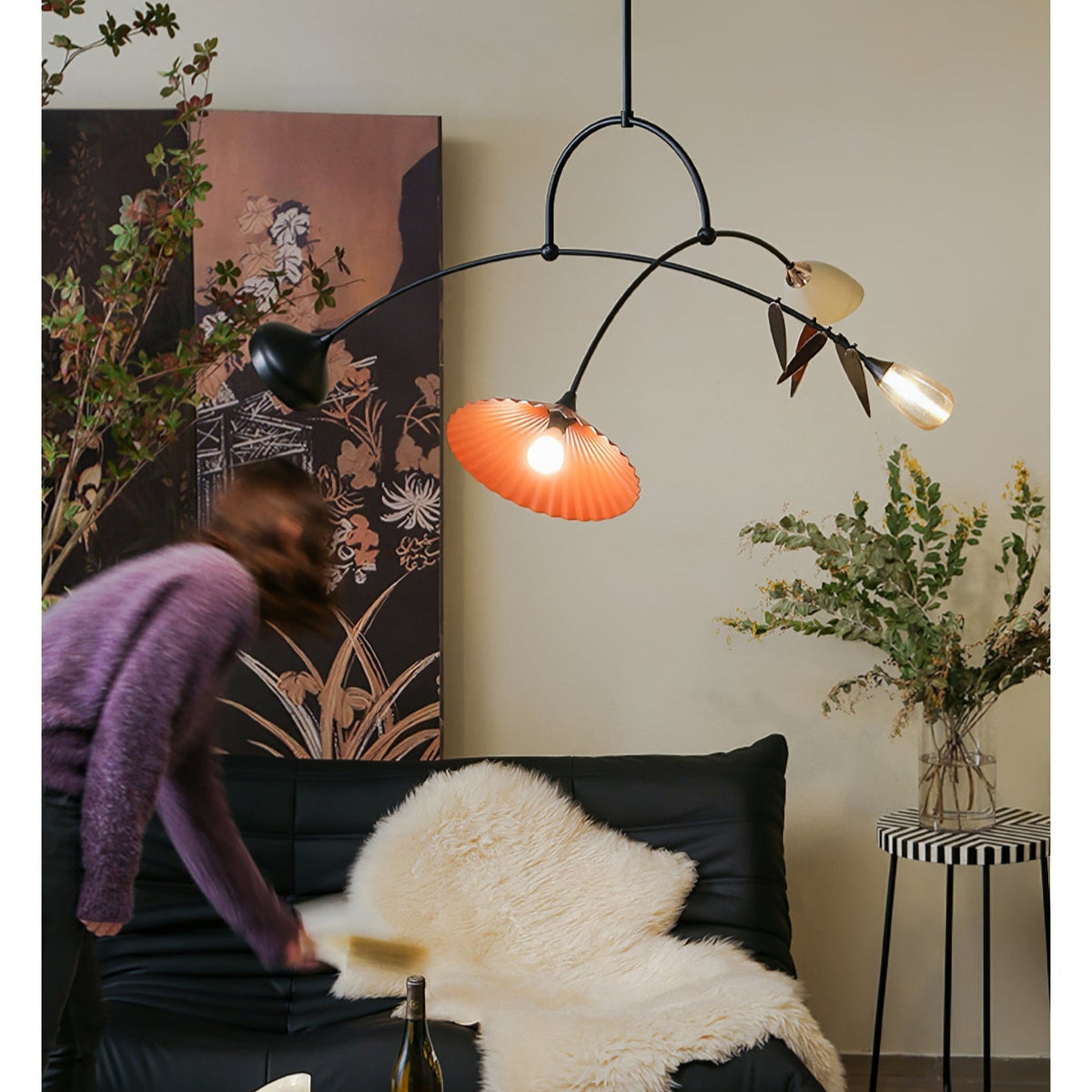 Calibra Mobile Curated Mouth-Blown Frosted Glass warm illuminated room view
