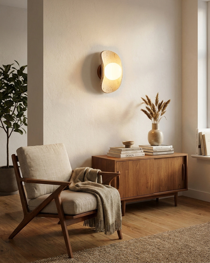 Caluna Curated Yellow Travertine Wall Sconce