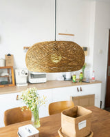 Calvessa Curated Woven Rattan Pendant Light – unlit natural material contrast