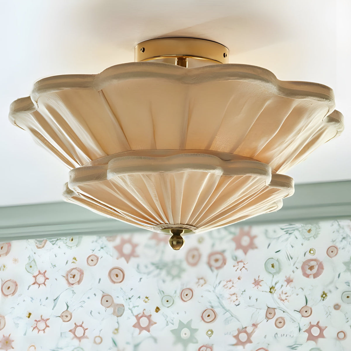 Calyra Curated Iron & Glass Flush Mount Ceiling installed in residential dining space