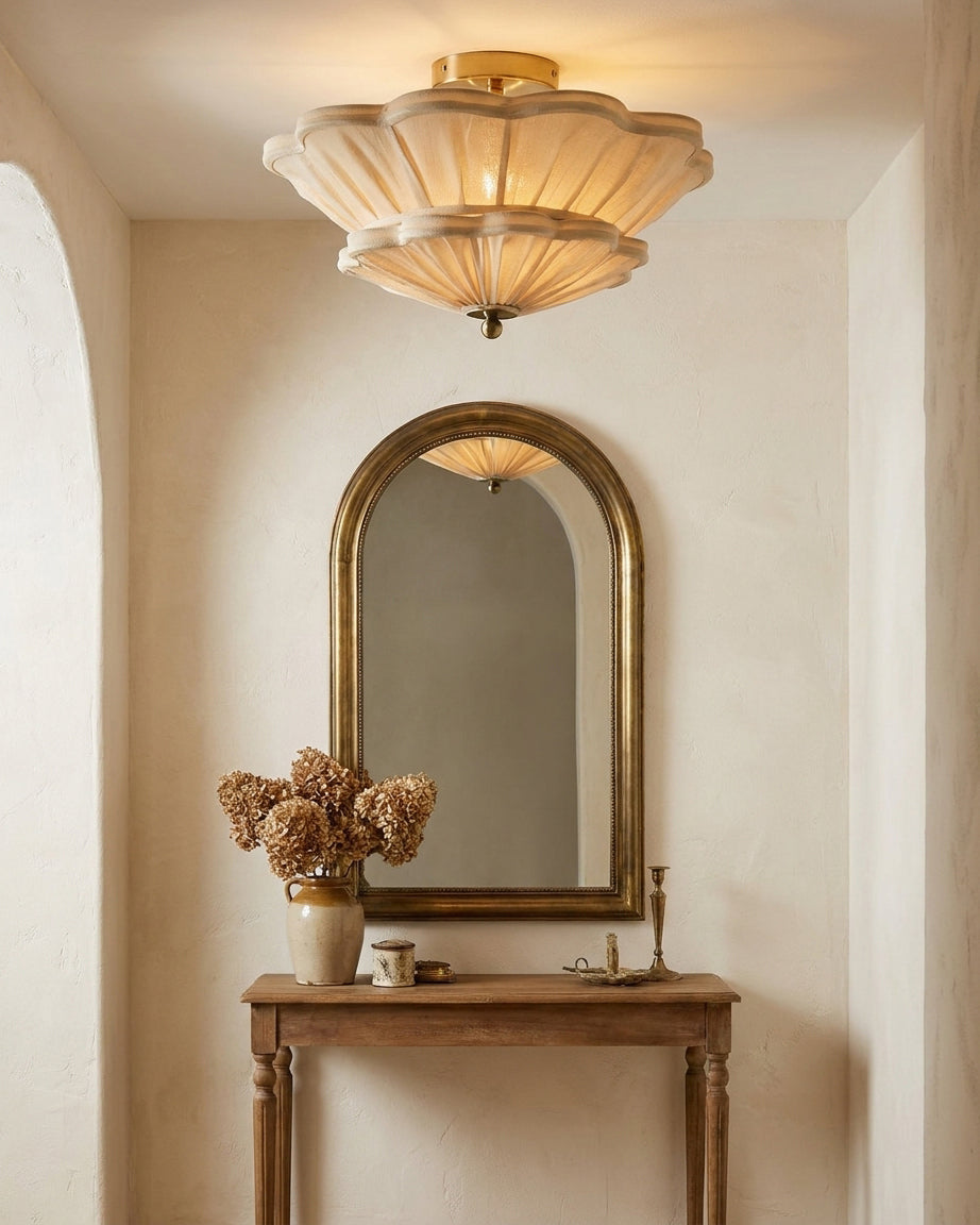 Calyra Curated Iron & Glass Flush Mount Ceiling – architectural ceiling profile