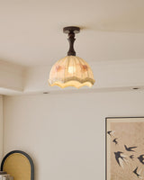 Solid Hardwood craftsmanship detail on Camélia Curated Solid Hardwood Flush Mount Ceili