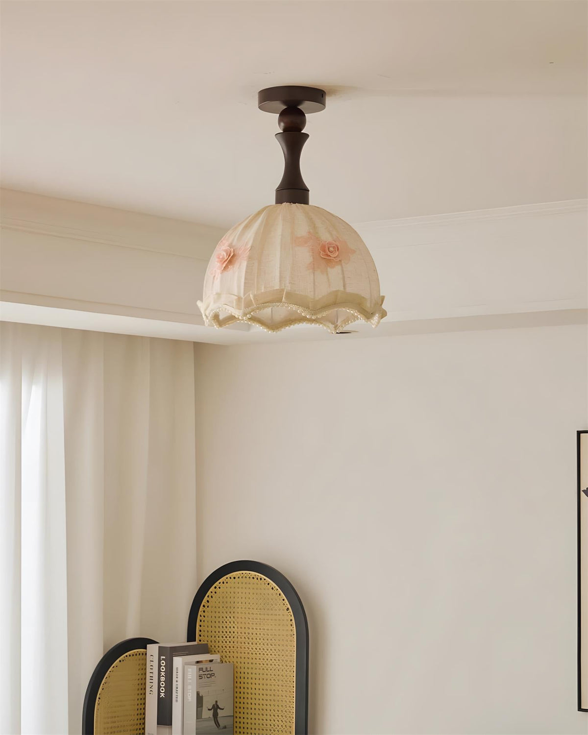 Camélia Curated Solid Hardwood Flush Mount Ceili – dimensional scale reference