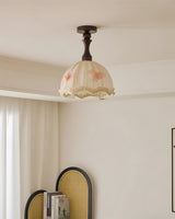 Camélia Curated Solid Hardwood Flush Mount Ceili – dimensional scale reference