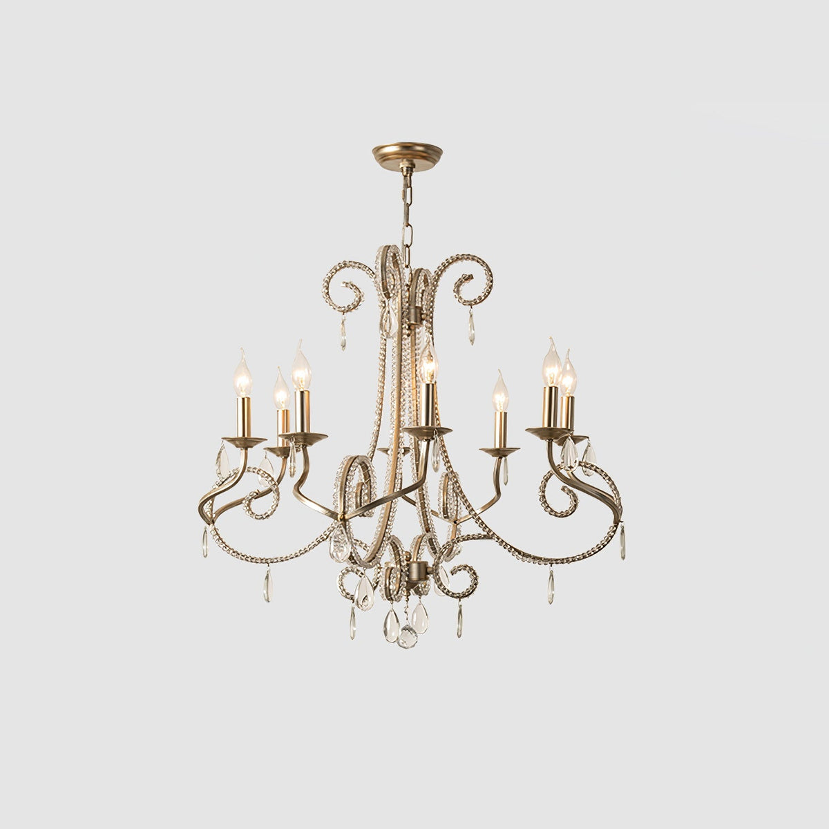 Candle Crystal Curated K9 Bohemian Crystal Chand – full fixture elevation view