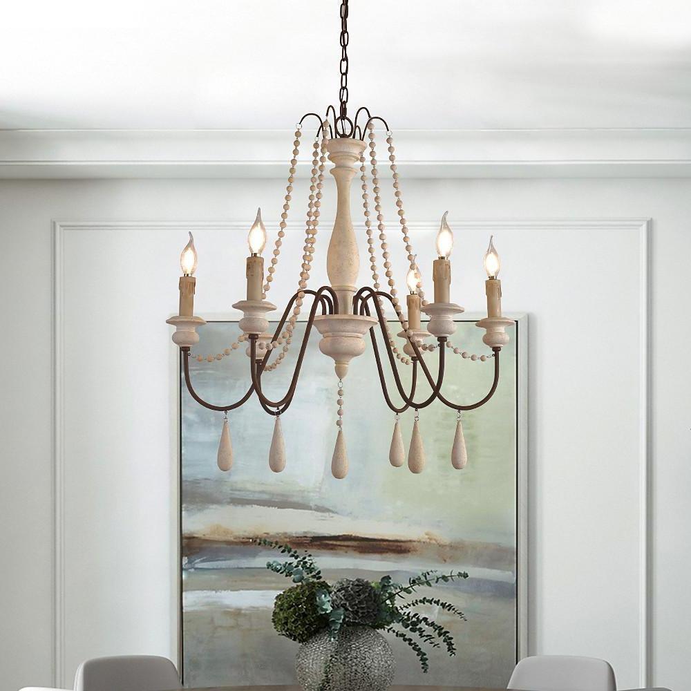 Candle Style Beaded Curated Iron & Glass Chandel – handcrafted surface texture
