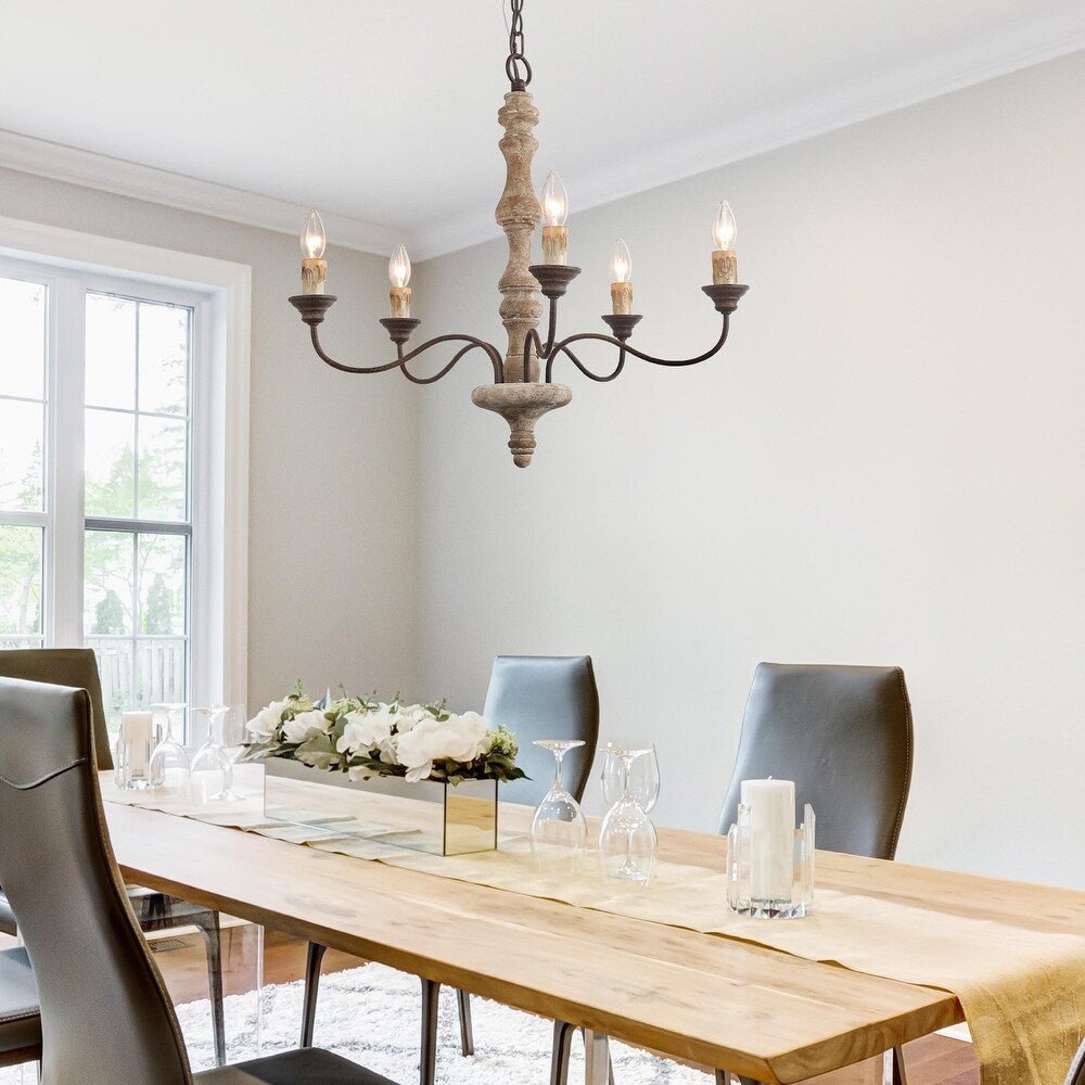 Candlestick Farmhouse Curated Finished Iron Chan – full fixture elevation view