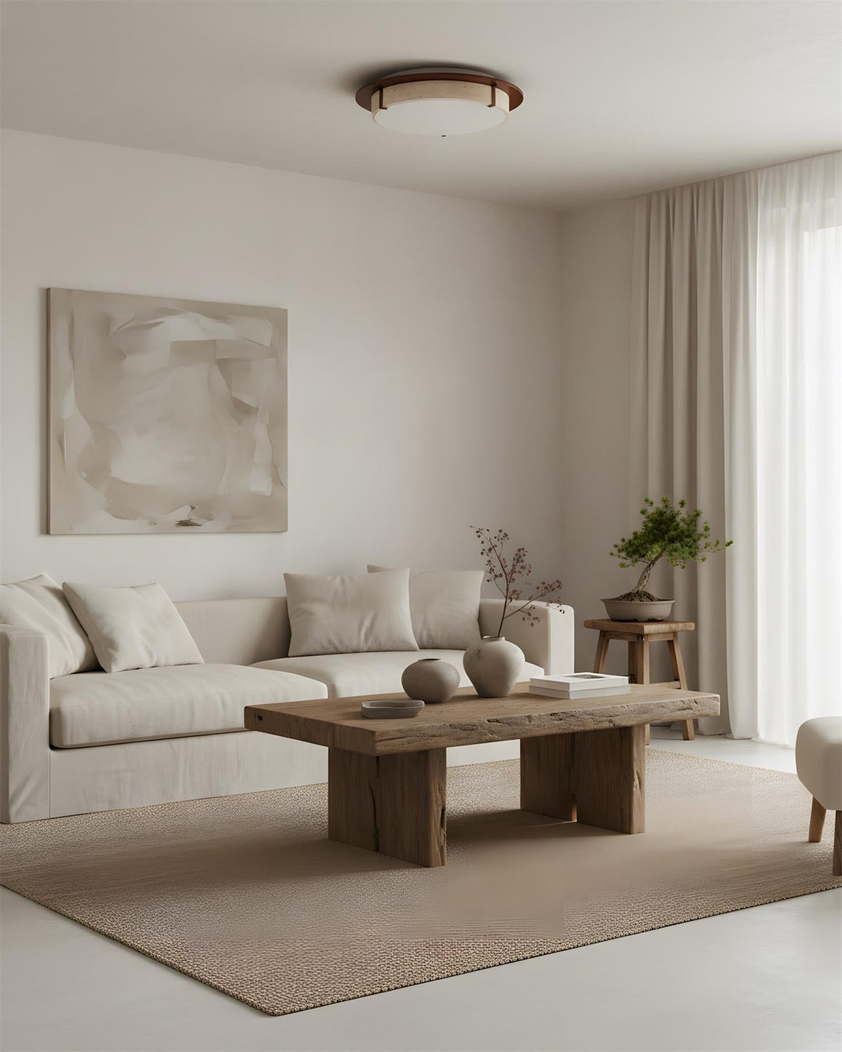 Cantera Ring Curated Yellow Travertine Flush Mou – architectural ceiling profile