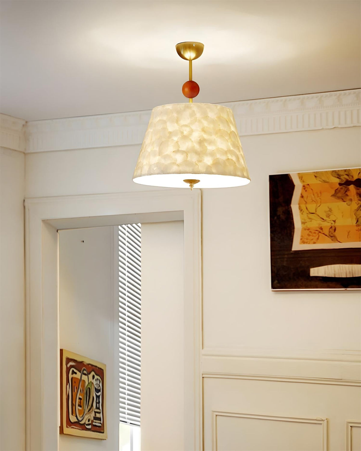 Capella Curated Solid Hardwood Flush Mount Ceili – illuminated warm ambiance setting