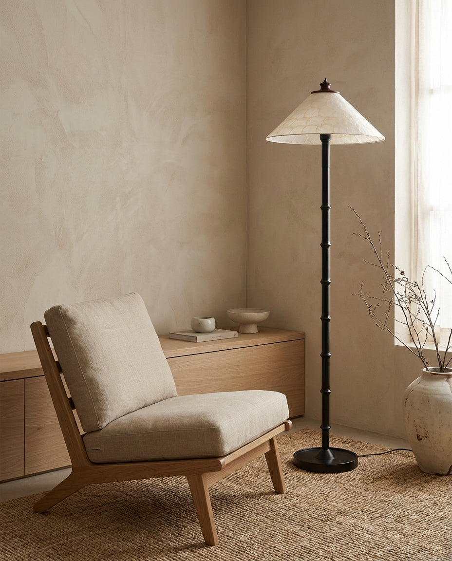 Capelle Floor Curated Solid Hardwood Floor Lamp – macro detail view