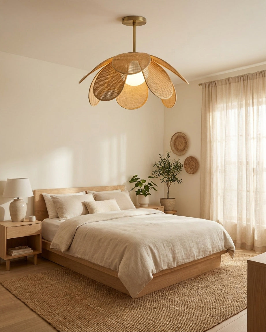 Rafflora Curated Mouth-Blown Frosted Glass Flush – illuminated warm ambiance setting