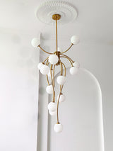 Caroline Curated Mouth-Blown Frosted Glass Chand – full fixture elevation view
