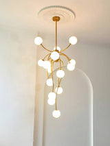 Caroline Curated Mouth-Blown Frosted Glass Chand – side angled contour profile