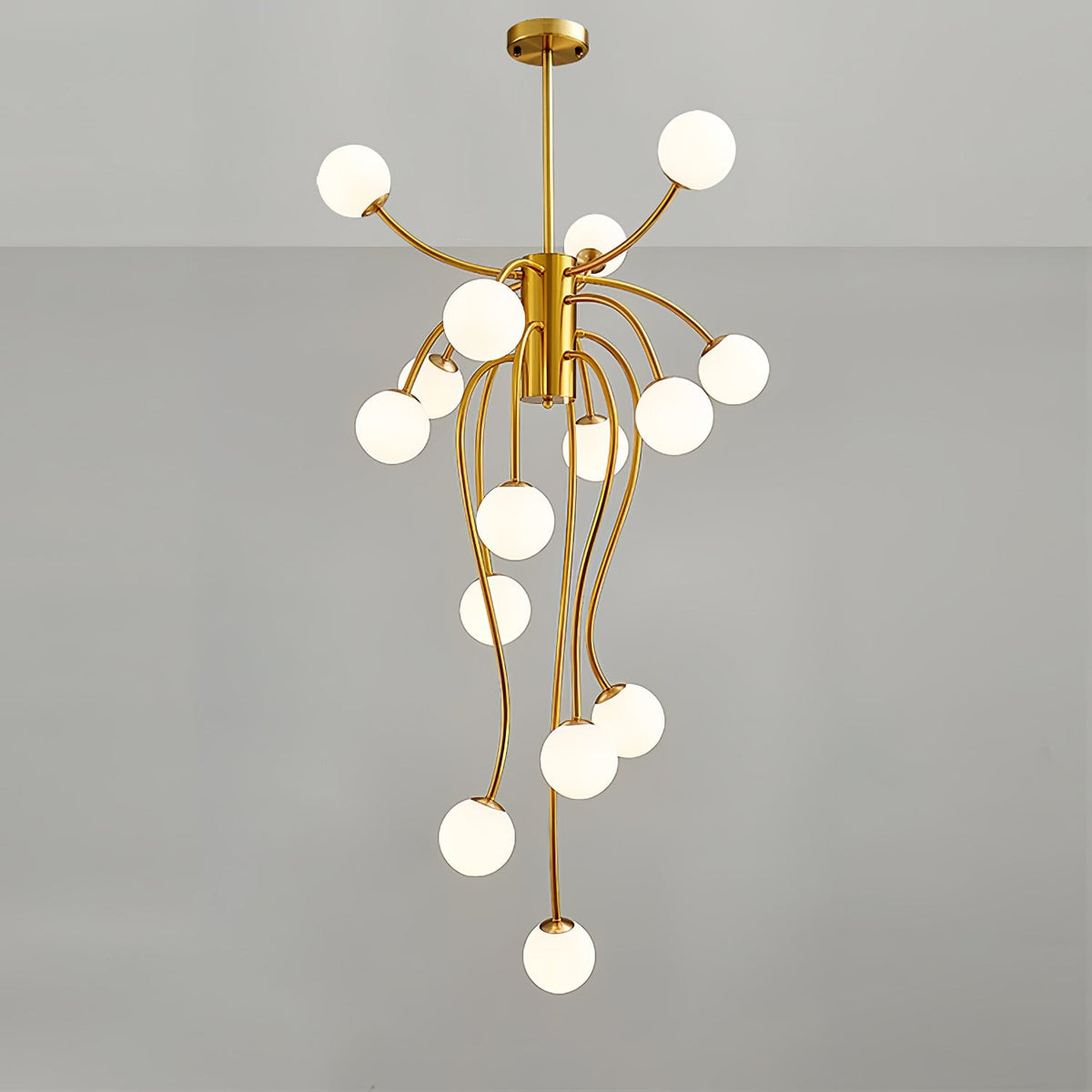 Caroline Curated Mouth-Blown Frosted Glass Chand – architectural ceiling profile #1