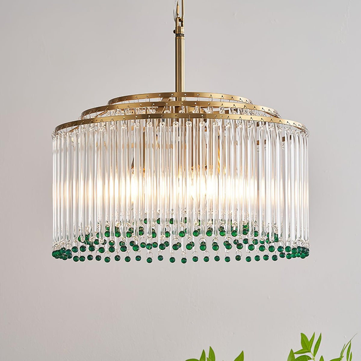 Casandra Curated Mouth-Blown Frosted Glass Chand – full fixture elevation view