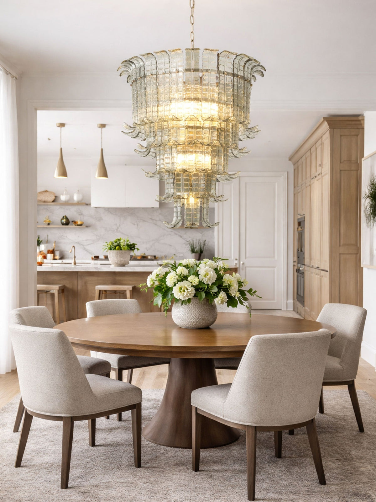 Cascade Glass Green Chandelier – Ambient Illumination in Luxury Interior Setting View 3