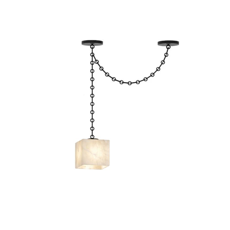 Cascade Chain Cube Curated Alabaster Chandelier – 5 Heads ∅ 4.7 x H 4.7 finish configuration
