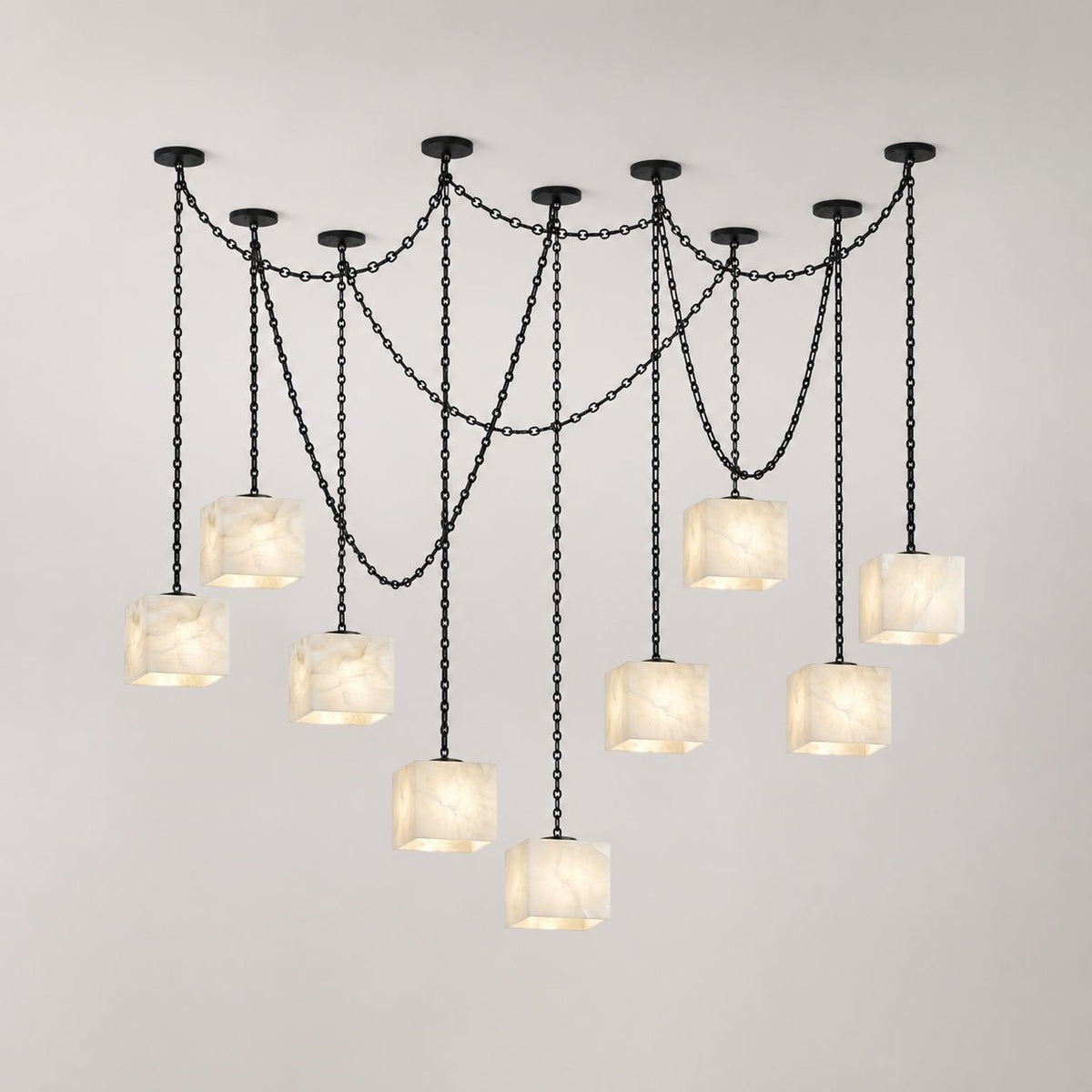 Cascade Chain Cube Curated Alabaster Chandelier – 1 Heads  ∅ 4.7 x H 4.7 finish configuration