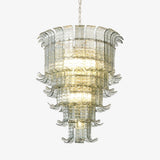 Cascade Glass Green Chandelier – Handcrafted Architectural Luxury Lighting Fixture