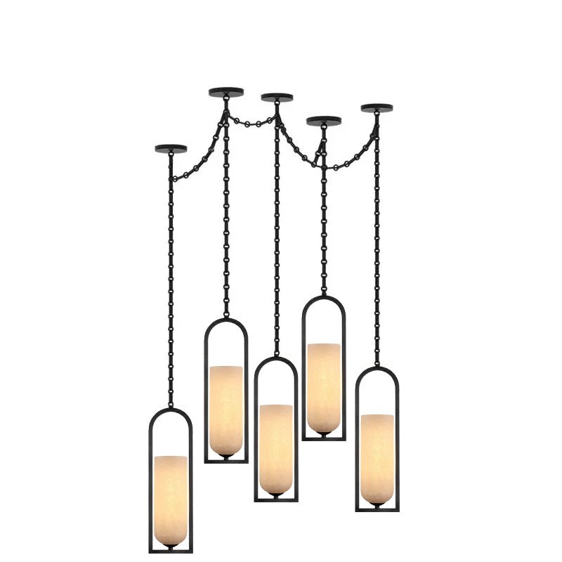Cascading Chain Lantern Curated Alabaster Chande – handcrafted surface texture