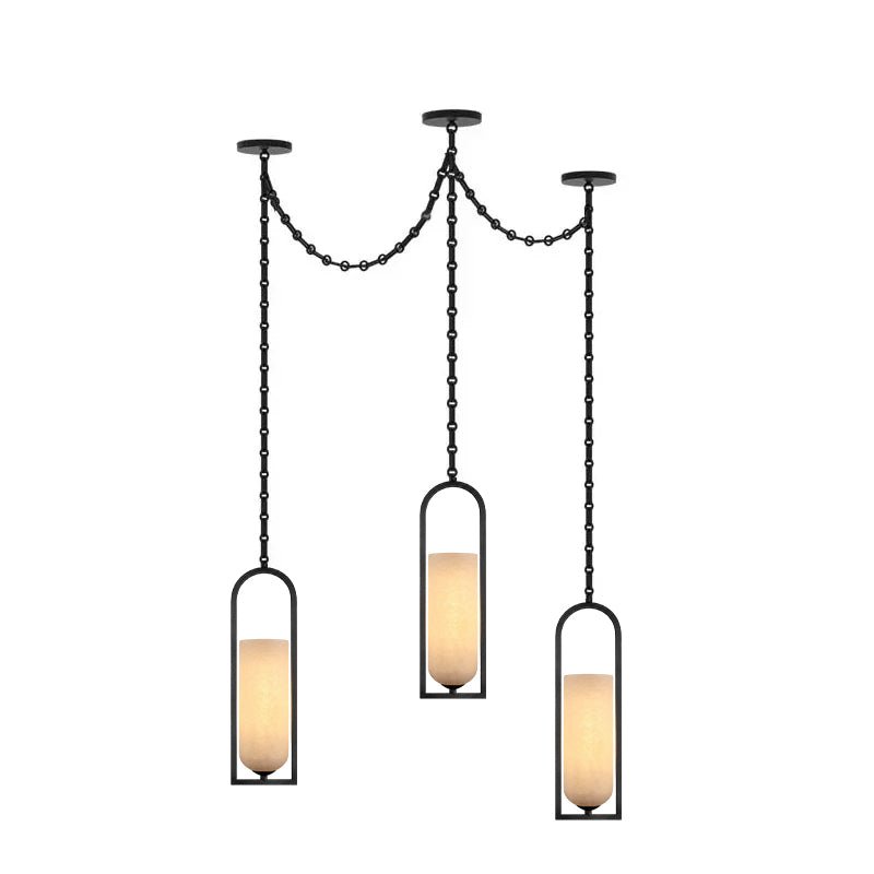 Cascading Chain Lantern Curated Alabaster Chande – 3 Heads ∅ 5.1 x H 16.9 finish configuration