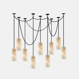 Cascading Chain Capsule Curated Alabaster Chande – full fixture elevation view