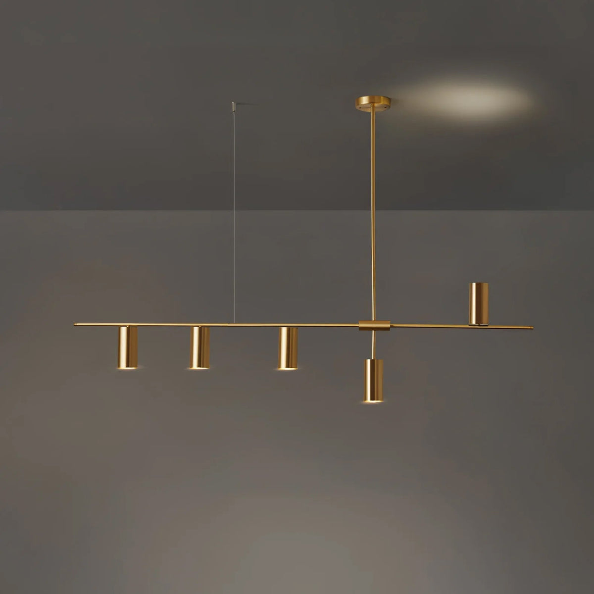 Cassandra Linear Curated Iron & Glass Chandelier – handcrafted surface texture #1