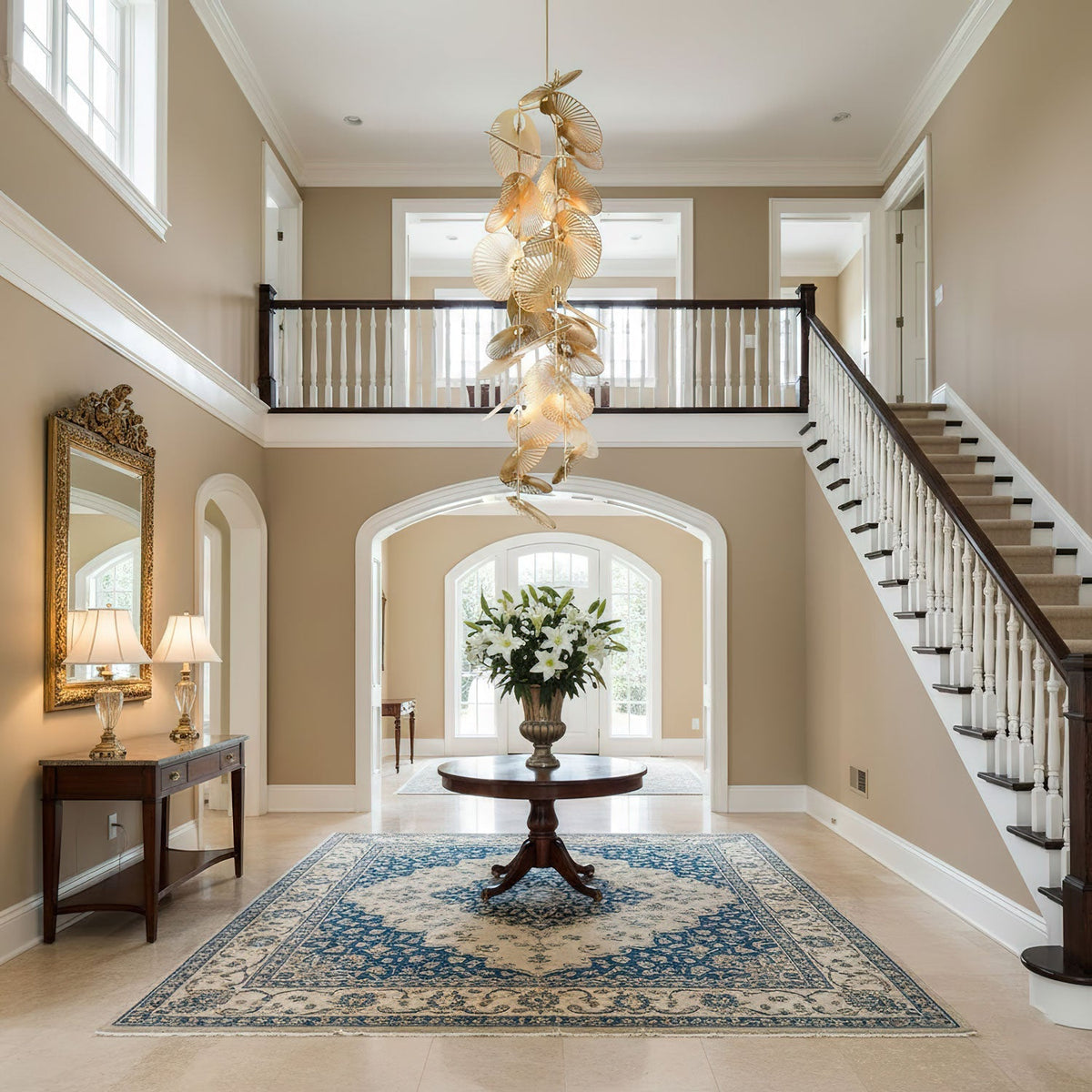 Cattail Leaf Curated Iron & Glass Chandelier – dimensional scale reference