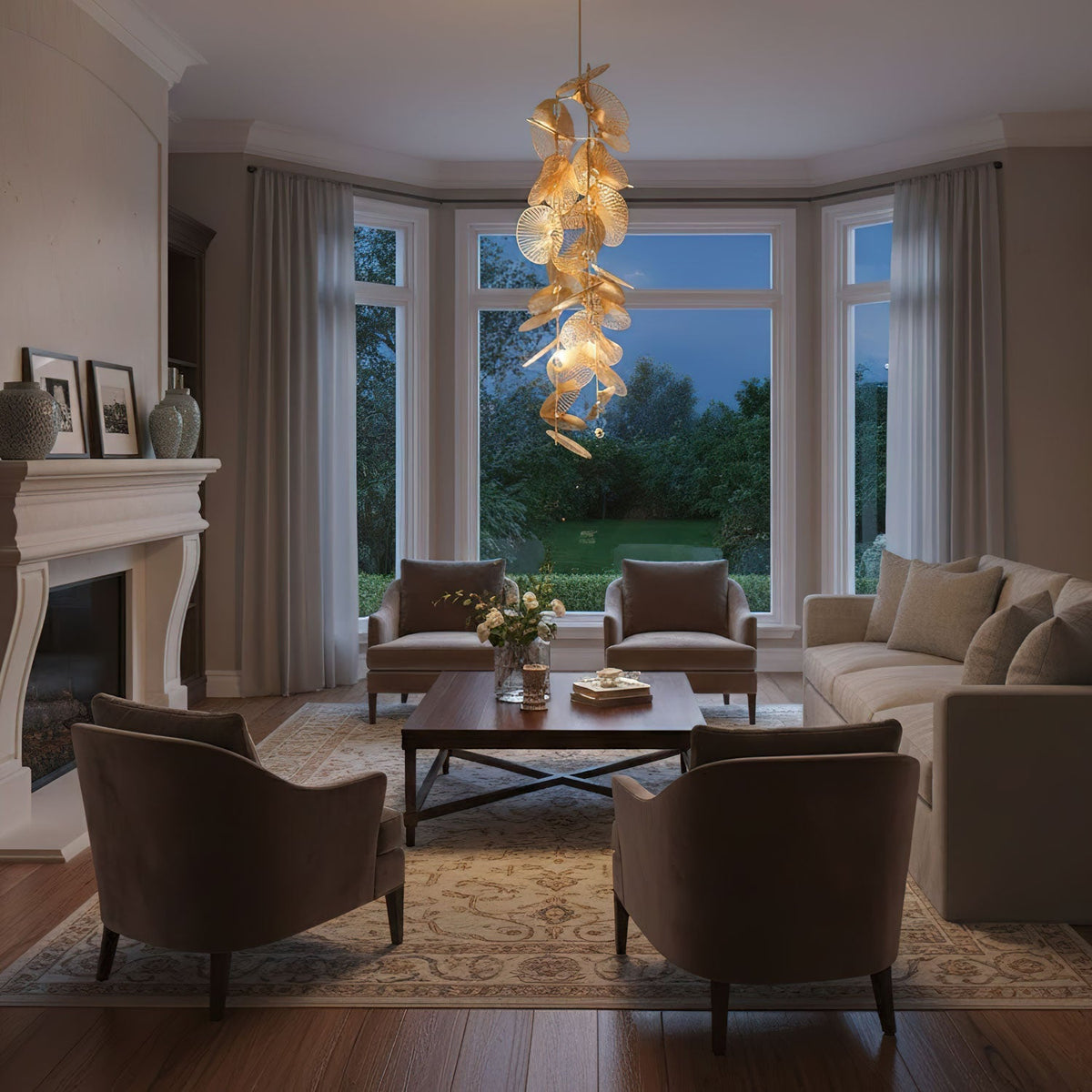 Cattail Leaf Curated Iron & Glass Chandelier – structural canopy joint detail