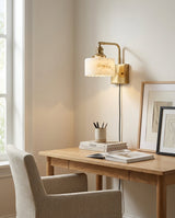 Cavella Alabaster Curated Alabaster Wall Sconce – dimensional scale reference