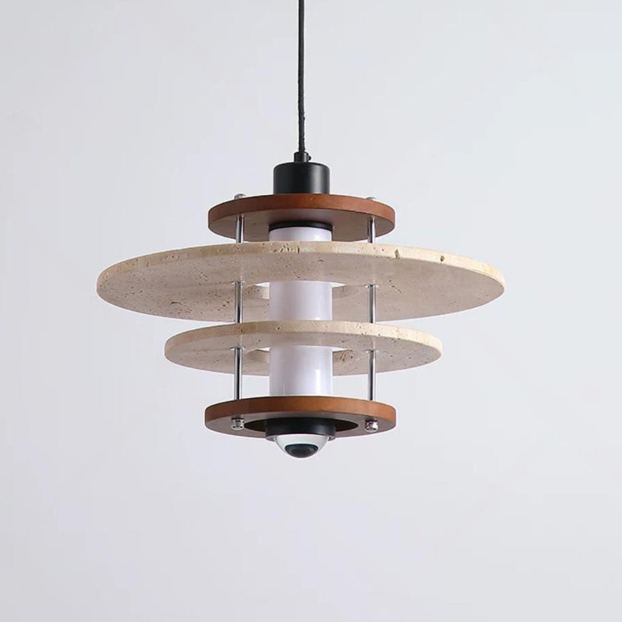 Cavren Curated Yellow Travertine Pendant Light – Dia 32cm x H 22cm ∅ 12.6 x H 8.6 finish configuration