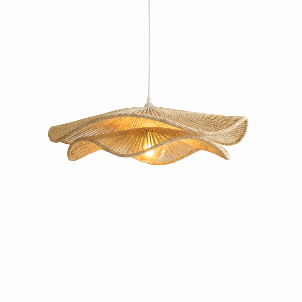 Cazira Curated Iron & Glass Pendant Light – full fixture elevation view