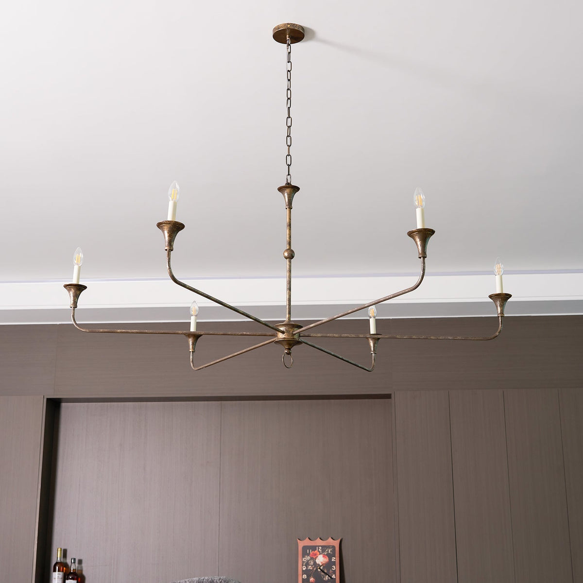Elara Candle Curated Solid Brass Chandelier – dimensional scale reference