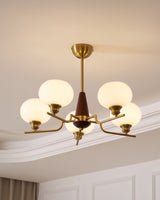 Celeste Sphere Walnut Curated Mouth-Blown Froste – structural canopy joint detail