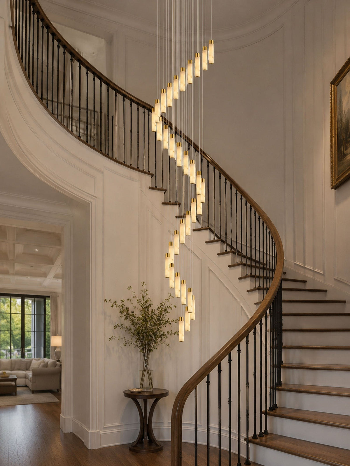 Celestial Alabaster Cascade Curated Alabaster Ch – handcrafted surface texture