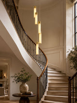 Celestial Alabaster Cascade Curated Alabaster Ch – unlit natural material contrast