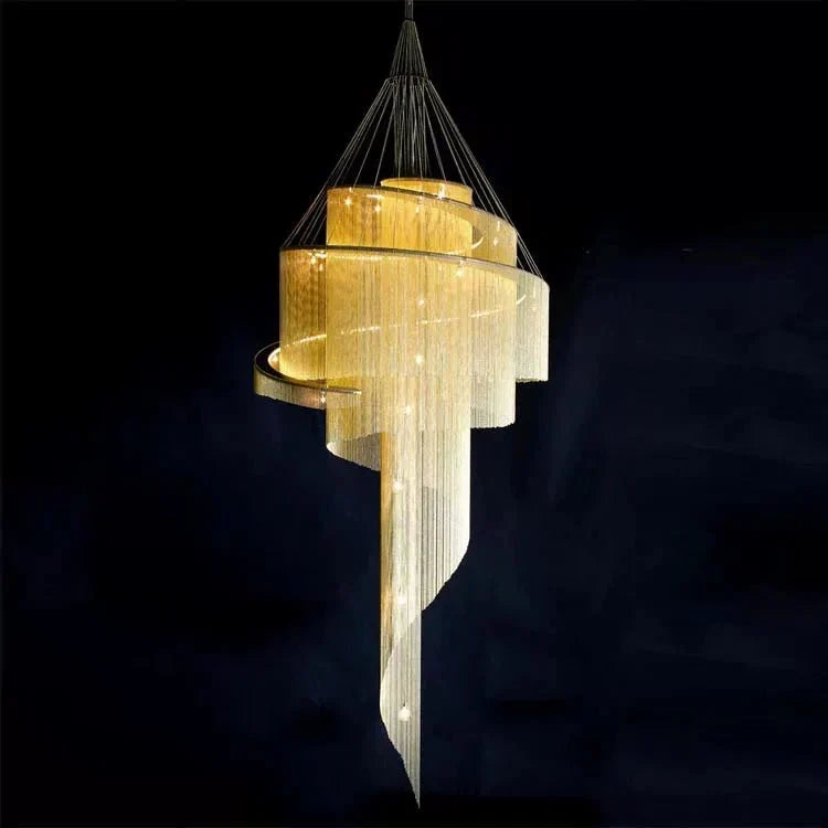 Celestial Twist Curated Iron & Glass Chandelier installed in residential dining space