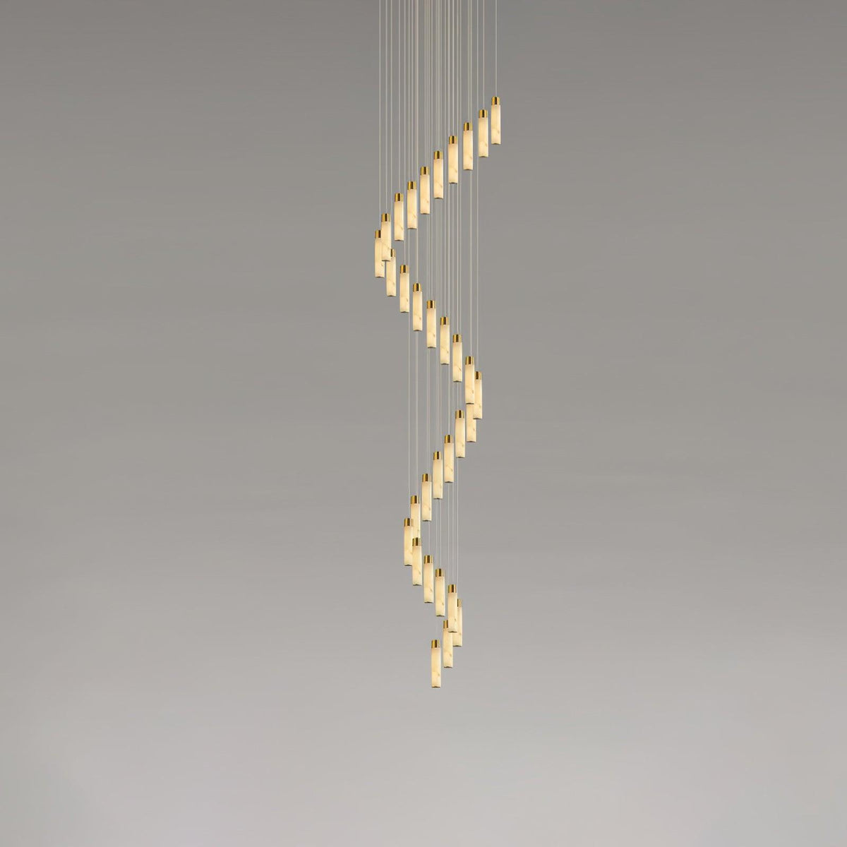 Celestial Alabaster Cascade Curated Alabaster Ch – full fixture elevation view #1