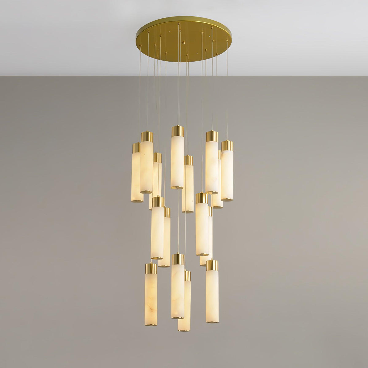 Celestial Alabaster Cascade Curated Alabaster Ch – side angled contour profile