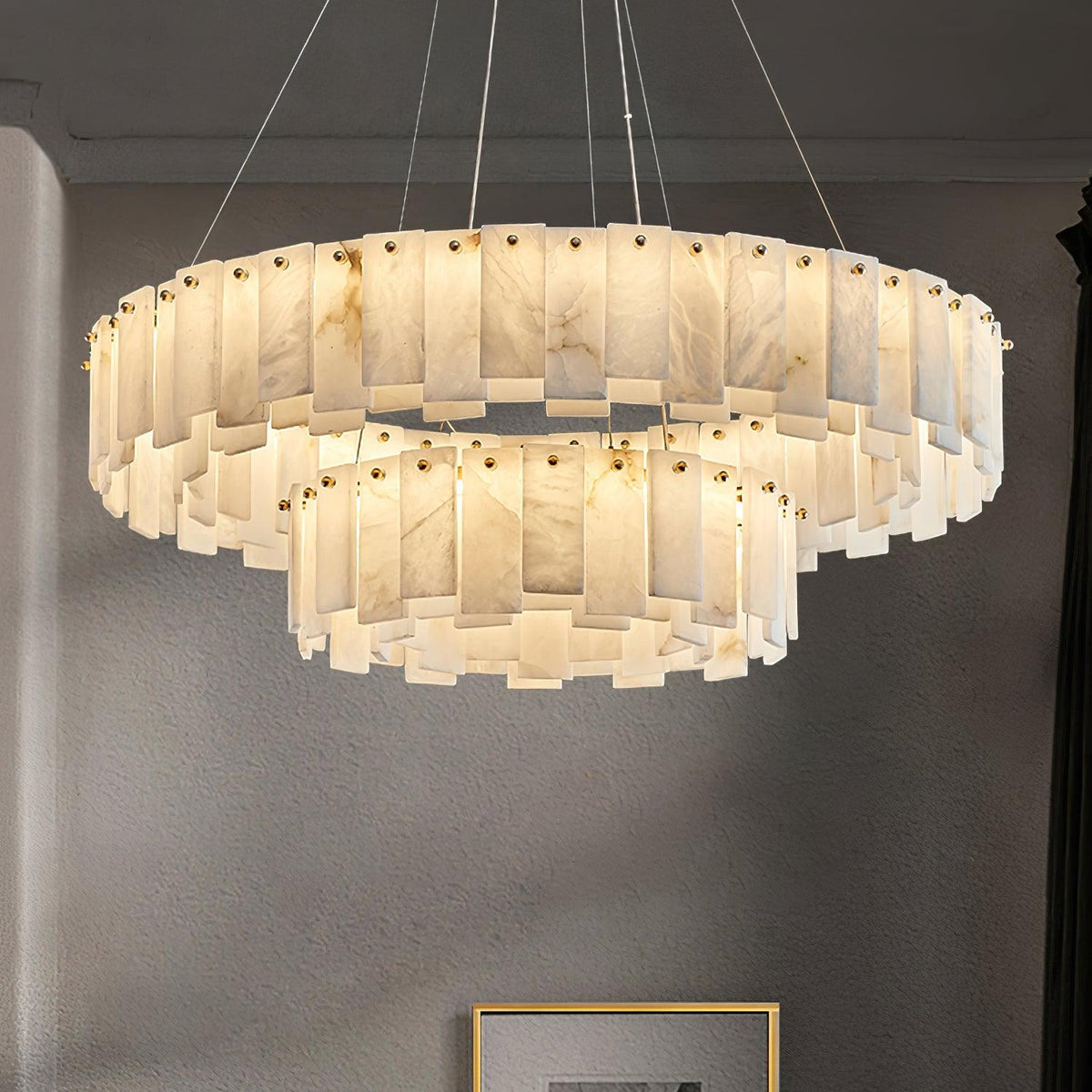 Celestial Alabaster Round Curated Alabaster Chan – unlit natural material contrast