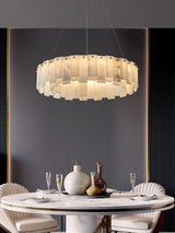 Celestial Alabaster Round Curated Alabaster Chan – spatial dining room perspective