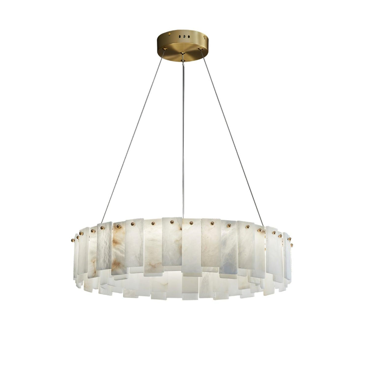 Celestial Alabaster Round Curated Alabaster Chan – illuminated warm ambiance setting #1
