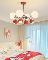 Celestial Spheres Curated Mouth-Blown Frosted Gl – full fixture elevation view